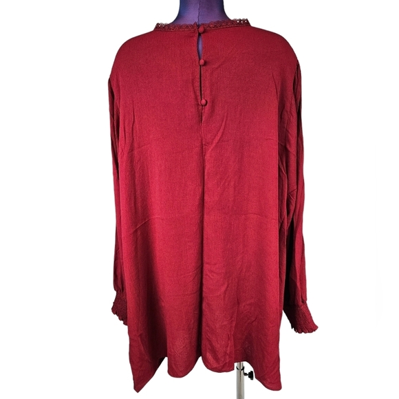 NWT Torrid Crinkle Gauze Crocheted Yoke Blouson Sleeve Top Size 6X Women's‎ Plus - Picture 6 of 11